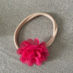 Handmade baby headband with pink flower